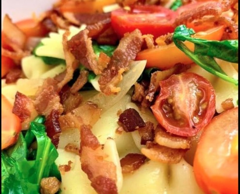 Spicy Olive BLT Pasta Salad