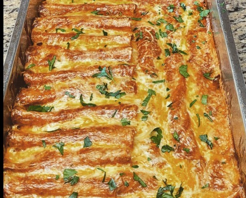 Spicy Oliv'es Baklouti Green Chili Chicken and Cheese Enchiladas