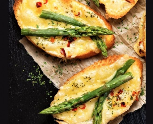 The Spicy Olive's Asparagus Crostinni